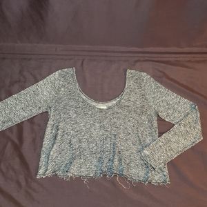 Hollister Silver Sparkly Long Sleeve Crop